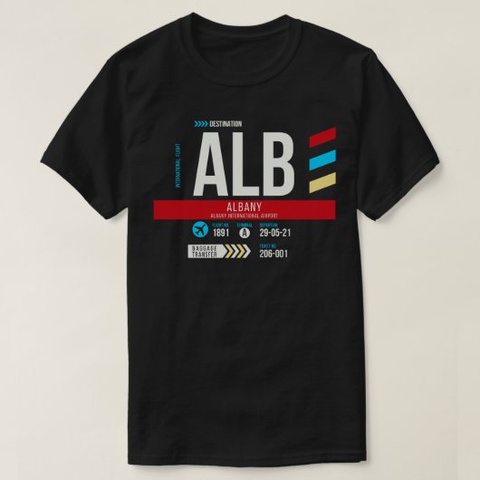 Albany ALB Airport Code Bagage Label 1 T-shirt (Design voorkant)