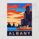 Albany, Hudson River, NY, Reizen Briefkaart (Voorkant)