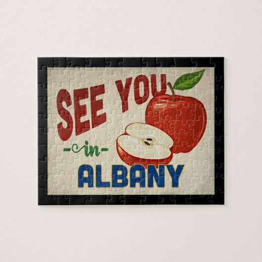 Albany New York Apple - Vintage Travel Legpuzzel (Horizontaal)