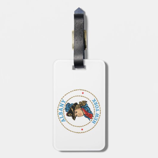 Albany New York Colonial Bagagelabel (Achterkant verticaal)