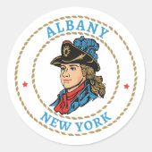 Albany New York Colonial Ronde Sticker (Voorkant)