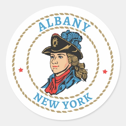 Albany New York Colonial Ronde Sticker (Voorkant)