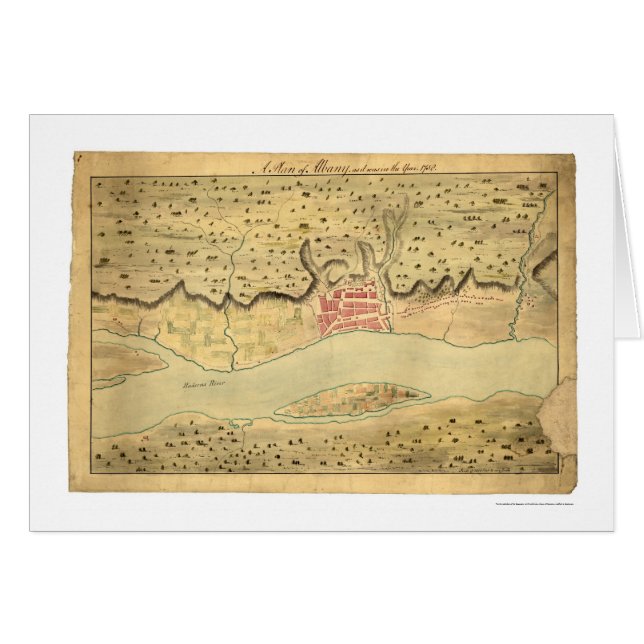 Albany New York Early Map 1758 (Voorkant Horizontaal)