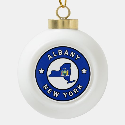 Albany New York Keramische Bal Ornament (Voorkant)