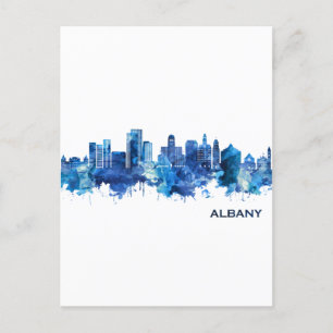 Albany New York Skyline Blue Feestdagenkaart