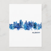 Albany New York Skyline Blue Feestdagenkaart (Voorkant)