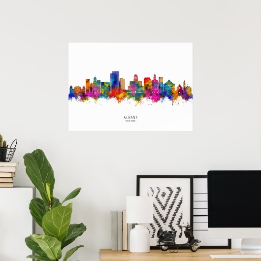 Albany New York Skyline Poster (Thuiskantoor)