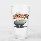 Albany New York State Overzichtskaart Label Ontwer Glas (Achterkant)