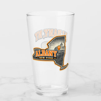 Albany New York State Overzichtskaart Label Ontwer Glas