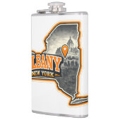 Albany New York State Overzichtskaart Label Ontwer Heupfles (Links)