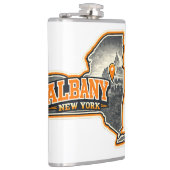 Albany New York State Overzichtskaart Label Ontwer Heupfles (Rechts)