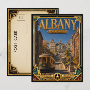 Albany New York Vintage Art Deco Gouden Tijdperk Briefkaart