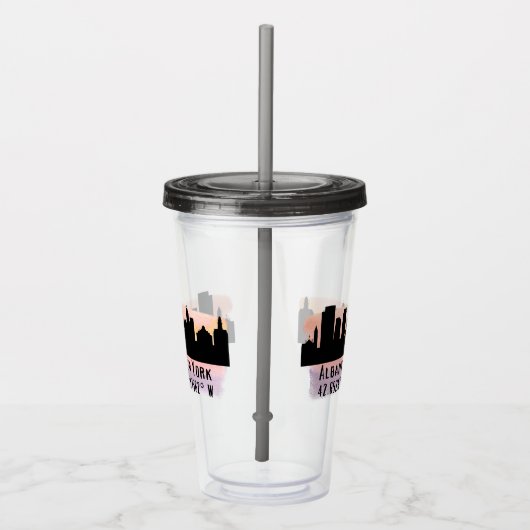 Albany NY City Skyline Acryl Drinkbeker (Rechts)