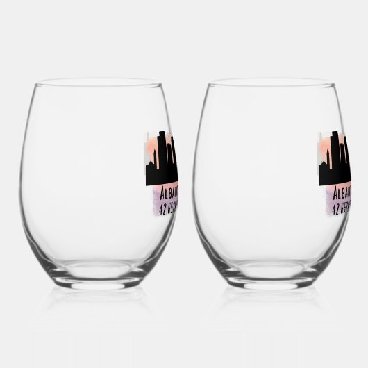 Albany NY City Skyline Beer Wijnglas Zonder Voet (Rechts)