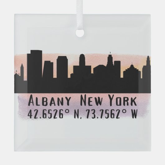 Albany NY City Skyline Glas Ornament (Voorkant)