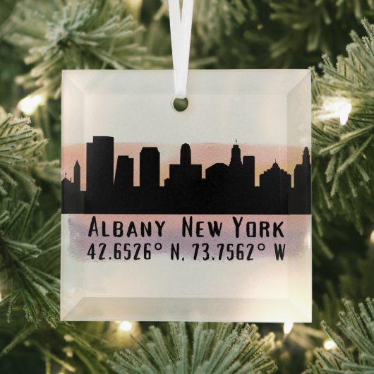Albany NY City Skyline Glas Ornament (Insitu)