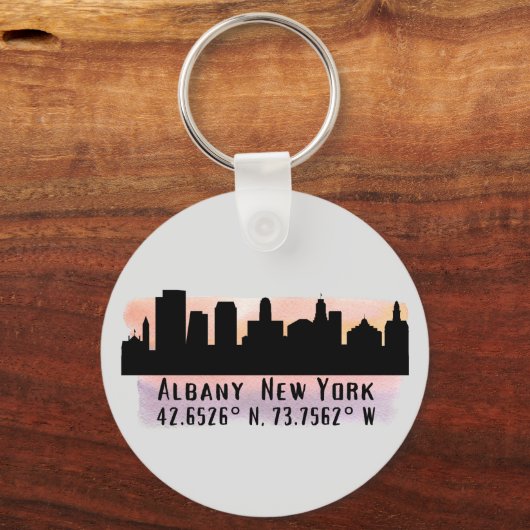 Albany NY City Skyline Sleutelhanger (Achterkant)
