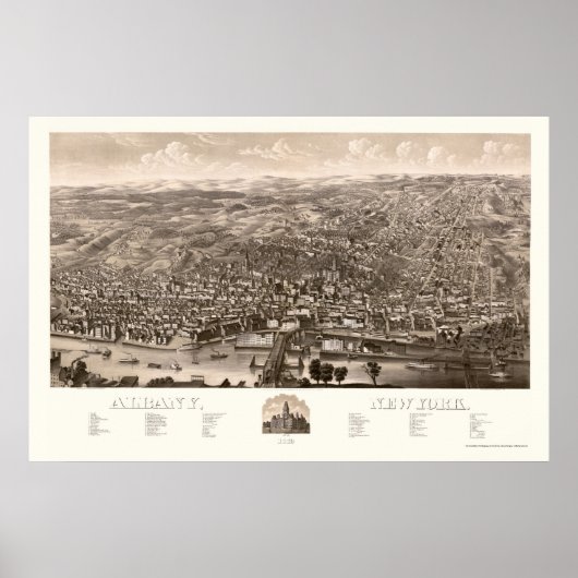 Albany, NY Panoramic Map - 1879 Poster (Voorkant)