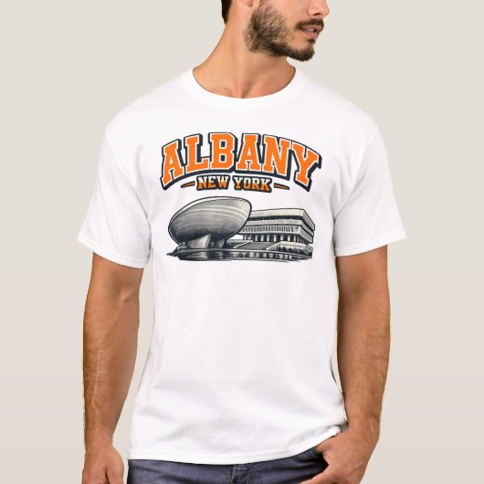 Albany, NY The Egg Retro Collegiate Design T-shirt (Voorkant)