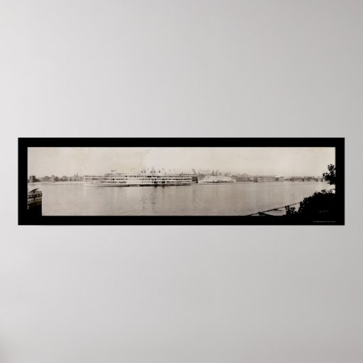 Albany NY Waterfront Foto 1909 Poster (Voorkant)