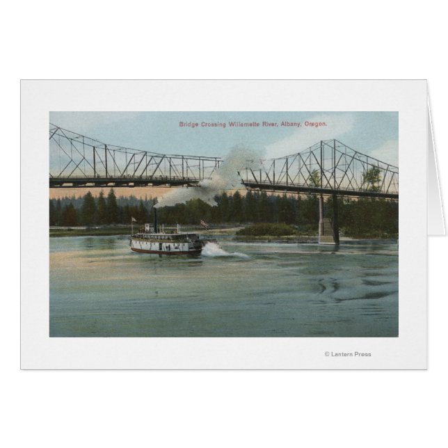 Albany, Oregon - Paddle Boat Crossing Willamette (Voorkant Horizontaal)
