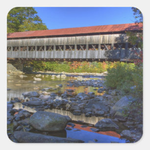 Albany overdekte brug over Swift River, White Vierkante Sticker