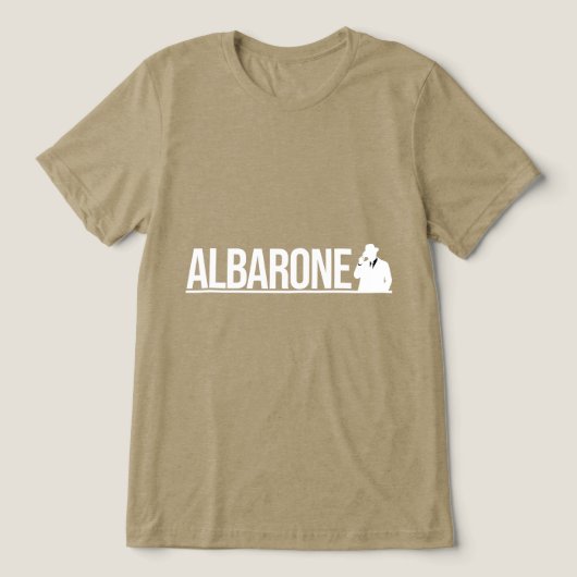 Albarone Gangster Silhouette Graphic - White Tri-Blend Shirt (Design voorkant)