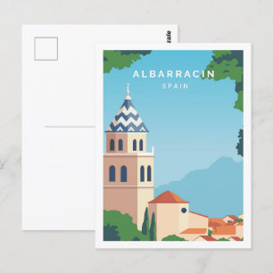 Albarracin Spanje Beroemde Reisplaats Illustratie Briefkaart