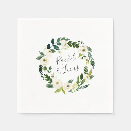 albasterskrans | Botanische gepersonaliseerde brui Servetten (Voorkant)