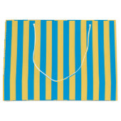 Albatros blauw en geel gestreept groot cadeauzakje (Voorkant)
