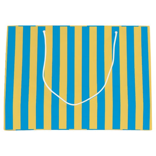 Albatros blauw en geel gestreept groot cadeauzakje (Voorkant)