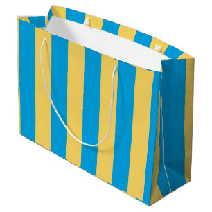 Albatros blauw en geel gestreept groot cadeauzakje