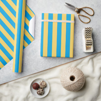 Albatros blauw en geel gestreept inpakpapier