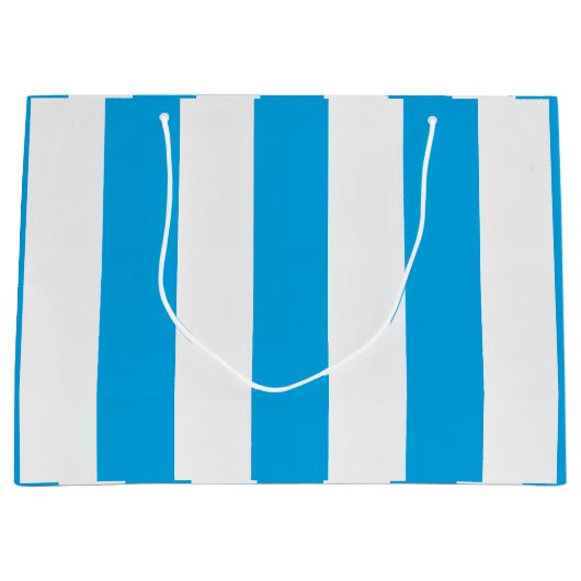 Albatros blauw en wit gestreept groot cadeauzakje (Voorkant)