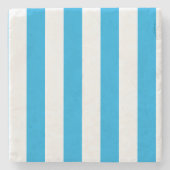 Albatros blauw en wit gestreept stenen onderzetter (Voorkant)