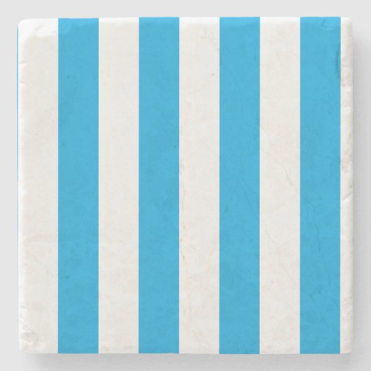 Albatros blauw en wit gestreept stenen onderzetter (Voorkant)