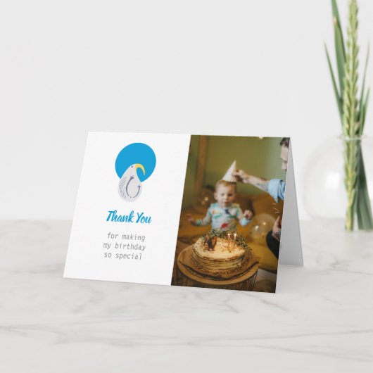 Albatros Blauw en Witte Feest Bedankkaart (Voorkant)