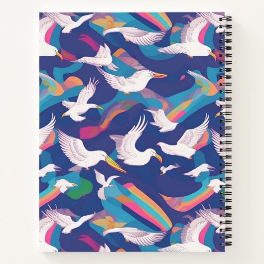Albatros regenboog kleurrijk gepersonaliseerd patr notitieboek (Achterkant)