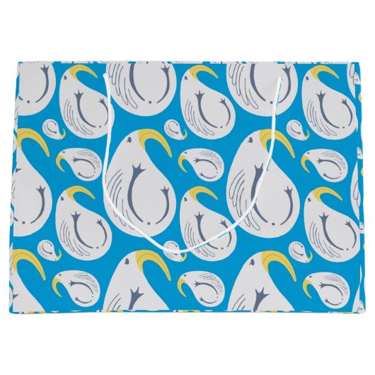 Albatros wit, blauw, geel, grijs, groot cadeauzakje (Voorkant)