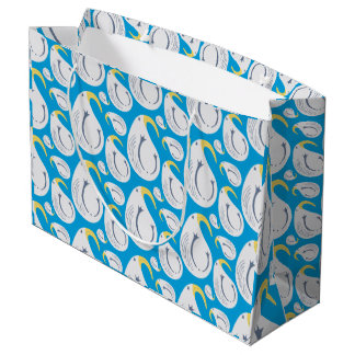 Albatros wit, blauw, geel, grijs, groot cadeauzakje
