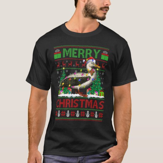 Albatross Bird Xmas Lights Ugly Albatross Christ T-shirt (Voorkant)