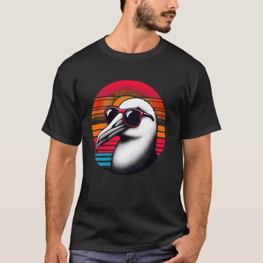 Albatross Bird Zonnebril Sunset Retro Style Vinta T-shirt (Voorkant)