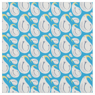 Albatross Ocean Blue Yellow White Verjaardag Katoe Stof