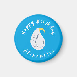 Albatross - Ocean Theme Happy Birthday Blue White Magneet