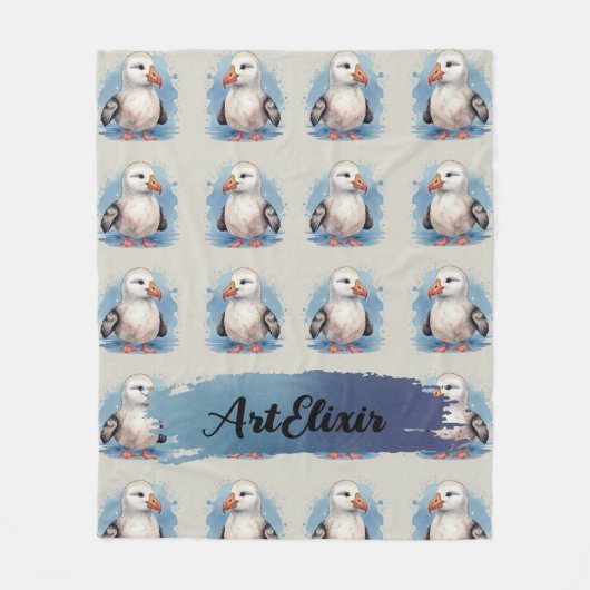 Albatross Waterverf Kawaii Print Fleece Deken (Voorkant)