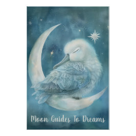 Albatrosvogel baby slapen op Moon Perfect Poster