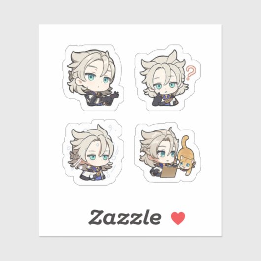 Albedo Genshin Impact 4 stuks stickerblad Extra Sticker (Vel)