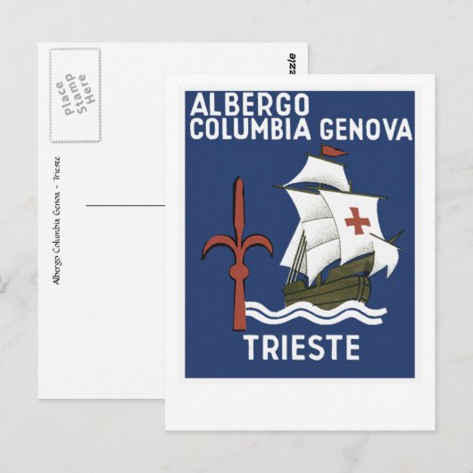 Albergo Columbia Genoa ~ Trieste Briefkaart (Voorkant / Achterkant)