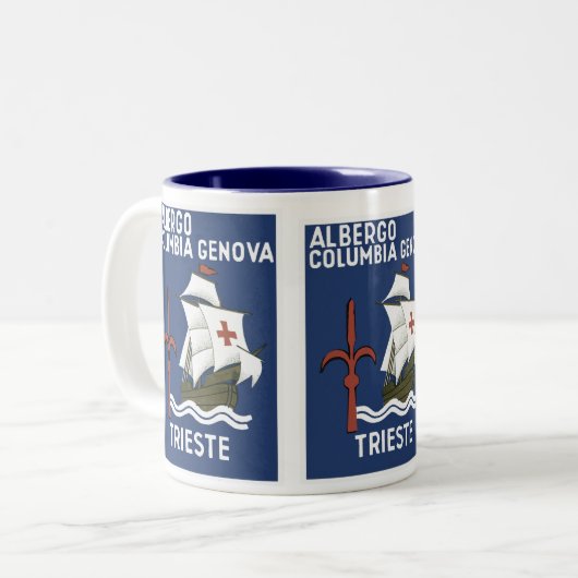 Albergo Columbia Genoa ~ Trieste Tweekleurige Koffiemok (Voorkant links)