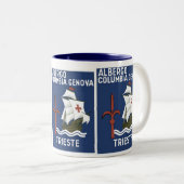 Albergo Columbia Genoa ~ Trieste Tweekleurige Koffiemok (Voorkant rechts)